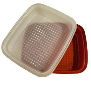 Vtg Tupperware Lg Season N Serve Meat Marinade Paprika Red Container  1294-8 USA